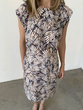 Bimba Y Lola Geometric Print Short Sleeve Dress Sz S